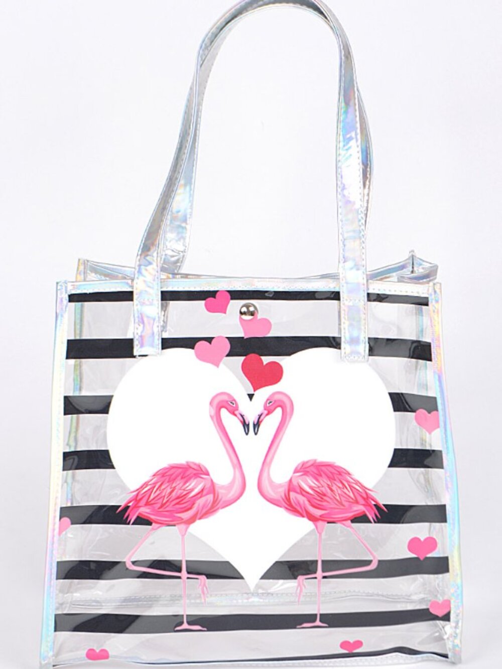 Flamingos In Love - Clear Tote - Transparent  Waterproof - Picnic/Beach - NWT